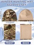 Eurzom 6 Pcs Men's Camo Fleece Hat Gloves Neck Gaiter Set Hunting Gift Warm Accessories Including Windproof Fleece Lined Beanies Full Finger Gloves Camouflage Neck Warmers for Cold Weather Outdoors