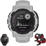 Garmin 010-02627-11 Instinct 2 Solar 45mm GPS Smartwatch, Mist Gray | Official USA Partner Model | Bundle with Deco Essentials 2X Tactical Emergency Paracord Bracelet and 2X Screen Protector
