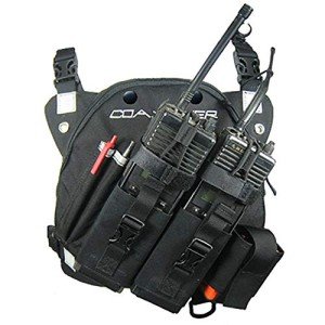 Coaxsher Radio Chest Harness Rig for 2 Way Radio, GPS and Hand Held Electronics | Ideal for Tactical Search and Rescue, Ski Patrol, Military and Emergency Response Personnel (Black, DR-1 Commander)