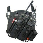 Coaxsher Radio Chest Harness Rig for 2 Way Radio, GPS and Hand Held Electronics | Ideal for Tactical Search and Rescue, Ski Patrol, Military and Emergency Response Personnel (Black, DR-1 Commander)