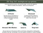 DD Hammocks - DD Tarp 3x3 - Olive Green (10ft x 10ft) - 100% Waterproof Lightweight & Multifunctional Rainfly Tarp Tent Shelter for Camping Backpacking & Hiking Adventure