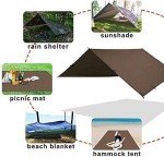 KALINCO 10X13FT Tent Tarp, Picnic Mat Camping Tarp Tent Hammock Tarp, pu Waterproof Camping tarp Tent Rain Fly Picnic Mat Survival Shelter Sunshade