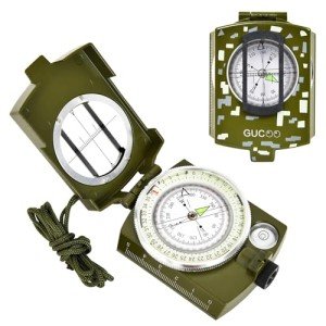 GUCOO Military Lensatic Compass for Hiking Survival Camping Hunting Gifts Army Waterproof Pocket Compass for Men Magnetic Map Metal Tactical Large Navigation Tritium Compass with Mirror