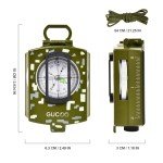 GUCOO Military Lensatic Compass for Hiking Survival Camping Hunting Gifts Army Waterproof Pocket Compass for Men Magnetic Map Metal Tactical Large Navigation Tritium Compass with Mirror