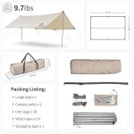 Naturehike Camping Tent Tarp,Camping Awning with Poles,Tent Canopy Rain Fly, Camping Sun Shelter for 8-10 Person Camping, Party, Picnic, Family Camping