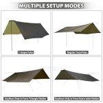 GEERTOP Camping Tarp with Poles, 14x12 ft Waterproof Tent Tarp Canopy Survival Tarp Shelter Rain Fly for Camping, Picnic, Beach, Festival, Outdoor Activities, Extra Large