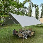 Camping Tarp with Poles, 13x9.8 Ft Camping Canopy, Waterproof Tent Tarp, Rain Shelter for Camping, Picnic,Beach, Outdoor Activities, Extra Large, Lightweight and UV Resistant, Extra Large, Grey