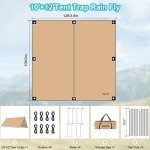 Hammock Rain Fly, 12x10FT Camping Tarp with Poles, Waterproof and Ultralight Survival Tent Tarp for Outdoors, Camping, Hiking, Picnic, Backpacking