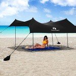 Red Suricata Family Beach Tent & Beach Canopy, UPF50 Sun Beach Shade, Sunshade with 4 Aluminum Poles, 4 Pole Anchors & Sand Shovel, Large & Portable Sun Shelter Tarp (Large, Black)