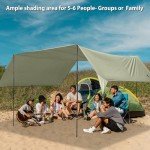 GEERTOP Large Camping Tent Tarp 17 x 10ft Portable Hammock Rain Fly Tarp with Poles Waterproof Backpacking Hammock Tarp for Outdoor Travelling