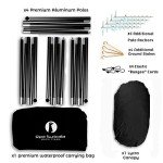 Red Suricata Family Beach Tent & Beach Canopy, UPF50 Sun Beach Shade, Sunshade with 4 Aluminum Poles, 4 Pole Anchors & Sand Shovel, Large & Portable Sun Shelter Tarp (Large, Black)