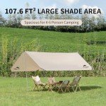 Naturehike Camping Tent Tarp,Camping Awning with Poles,Tent Canopy Rain Fly, Camping Sun Shelter for 8-10 Person Camping, Party, Picnic, Family Camping