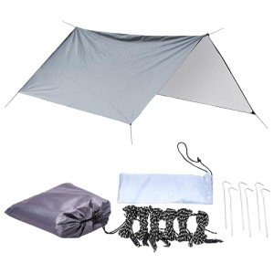 smartpeas Camping Tarp - 118''Lx118''W - Outdoor Lightweight Tarpaulin Protection for Sunlight - Tent Tarps for Camping, Gardening, Construction, and More -Gray