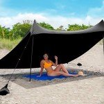 Red Suricata Family Beach Tent & Beach Canopy, UPF50 Sun Beach Shade, Sunshade with 4 Aluminum Poles, 4 Pole Anchors & Sand Shovel, Large & Portable Sun Shelter Tarp (Large, Black)