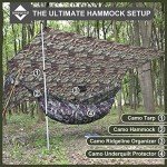 Onewind 12ft Camo Camping Tarp, Billow Tarp Shelter Lightweight and Waterproof Hammock Rainfly for Stealth Camping, Army, Military and Bushcraft, Easy to Setup with Tent Pegs and Guyline, Camouflage