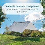 smartpeas Camping Tarp - 118''Lx118''W - Outdoor Lightweight Tarpaulin Protection for Sunlight - Tent Tarps for Camping, Gardening, Construction, and More -Gray