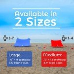 Red Suricata Family Beach Tent & Beach Canopy, UPF50 Sun Beach Shade, Sunshade with 4 Aluminum Poles, 4 Pole Anchors & Sand Shovel, Large & Portable Sun Shelter Tarp (Large, Black)