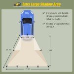 AYAMAYA Car Awning Camping Tarp Tailgate - 14 x 16 FT Extra Large Car Tent Tarp with 2 Poles Included, Multifunctional Waterproof Rain Fly Sun Shelter Canopy for SUV Truck Jeep Outdoor Activities