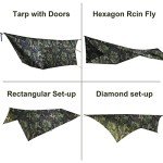 Onewind 12ft Camo Camping Tarp, Billow Tarp Shelter Lightweight and Waterproof Hammock Rainfly for Stealth Camping, Army, Military and Bushcraft, Easy to Setup with Tent Pegs and Guyline, Camouflage