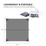 smartpeas Camping Tarp - 118''Lx118''W - Outdoor Lightweight Tarpaulin Protection for Sunlight - Tent Tarps for Camping, Gardening, Construction, and More -Gray