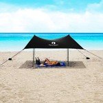Red Suricata Family Beach Tent & Beach Canopy, UPF50 Sun Beach Shade, Sunshade with 4 Aluminum Poles, 4 Pole Anchors & Sand Shovel, Large & Portable Sun Shelter Tarp (Large, Black)
