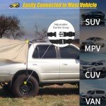 AYAMAYA Car Awning Camping Tarp Tailgate - 14 x 16 FT Extra Large Car Tent Tarp with 2 Poles Included, Multifunctional Waterproof Rain Fly Sun Shelter Canopy for SUV Truck Jeep Outdoor Activities