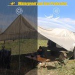 AYAMAYA Car Awning Camping Tarp Tailgate - 14 x 16 FT Extra Large Car Tent Tarp with 2 Poles Included, Multifunctional Waterproof Rain Fly Sun Shelter Canopy for SUV Truck Jeep Outdoor Activities