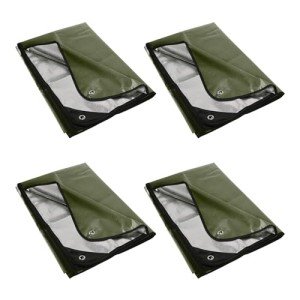 RedSwing 4 Pack Heavy Duty Waterproof Emergency Thermal Tarp, Insulated Survival Blanket for Outdoor Camping, Hiking, and Emergency Shelter, Green