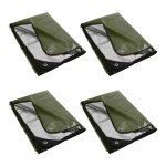 RedSwing 4 Pack Heavy Duty Waterproof Emergency Thermal Tarp, Insulated Survival Blanket for Outdoor Camping, Hiking, and Emergency Shelter, Green