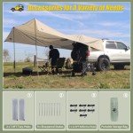 AYAMAYA Car Awning Camping Tarp Tailgate - 14 x 16 FT Extra Large Car Tent Tarp with 2 Poles Included, Multifunctional Waterproof Rain Fly Sun Shelter Canopy for SUV Truck Jeep Outdoor Activities