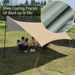 15ft x 15ft Camping Tarp Shelter with Poles Large Tent Tarp Waterproof Rain Fly for Hammock Cover Bushcraft Picnic Backpacking Outdoor Survival