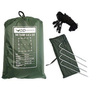 DD Hammocks Tarp 3.5 x 3.5 - Olive Green (11.5ft x 11.5ft) - 100% Waterproof - Lightweight & Multifunctional Large Rainfly Tarp Tent Shelter for Camping Bushcraft & Survival Adventure