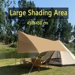 15ft x 15ft Camping Tarp Shelter with Poles Large Tent Tarp Waterproof Rain Fly for Hammock Cover Bushcraft Picnic Backpacking Outdoor Survival