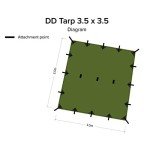 DD Hammocks Tarp 3.5 x 3.5 - Olive Green (11.5ft x 11.5ft) - 100% Waterproof - Lightweight & Multifunctional Large Rainfly Tarp Tent Shelter for Camping Bushcraft & Survival Adventure