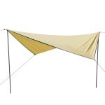 YSSOA Camping Tarp Waterproof with Poles, Hammock Rain Fly Lightweight, Backpack Tarp Portable, Tent Tarp for Camping, Emergency Shelter Tarp, UV Protection, 210T Polyester, 11.8 x 9.5 ft, Beige