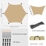 15ft x 15ft Camping Tarp Shelter with Poles Large Tent Tarp Waterproof Rain Fly for Hammock Cover Bushcraft Picnic Backpacking Outdoor Survival