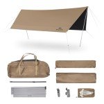 Naturehike Cloud Skies Camping Tent Tarp with Poles, Waterproof PU 18000mm+ Rain Shelter, Anti-UV UPF2000+ Camping Sun Shelter Camping Canopy, Camping Tent Canopy for Outdoor Party, Picnic