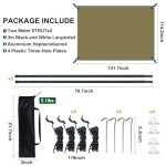 YSSOA Camping Tarp Waterproof with Poles, Hammock Rain Fly Lightweight, Backpack Tarp Portable, Tent Tarp for Camping, Emergency Shelter Tarp, UV Protection, 210T Polyester, 11.8 x 9.5 ft, Beige