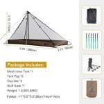 OneTigris Mesh Teepee Tent, Ultralight 1 Person Screen Room with Waterproof Bathtub Floor for Outdoor Camping Hiking Backpacking Bushcraft Tarp Hot Tent Shelter