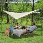 YSSOA Camping Tarp Waterproof with Poles, Hammock Rain Fly Lightweight, Backpack Tarp Portable, Tent Tarp for Camping, Emergency Shelter Tarp, UV Protection, 210T Polyester, 11.8 x 9.5 ft, Beige