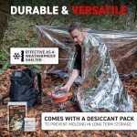 72 HRS MIL-SPEC Emergency Space Blankets – Mylar Survival or Emergency Thermal Blankets for Camping, Hiking, Marathon, First Aid, Emergency Preparedness, Extreme Weather, Shelter (4-Pack)