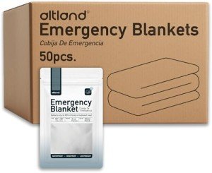 Altland 50 Pack of Emergency Blankets - Individually Packaged Silver Mylar Blankets