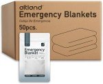 Altland 50 Pack of Emergency Blankets - Individually Packaged Silver Mylar Blankets