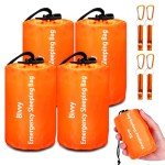 Emergency Sleeping Bag Survival Bag,Cymuber Portable Waterproof Thermal Bivy Sacks Tac Bivvy Bags,Camping Mylar Sleeping Bag Survival Gear Emergency Blankets Survival Shelter (4 PACK, Survival Orange)