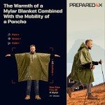 PREPARED4X Emergency Poncho with Mylar Blanket Liner – Heavy Duty, Waterproof, Wind-Resistant Green Rain Poncho for Outdoors, Camping, and Car Emergency Kits - Thermal Poncho - 4 Pack (Green)