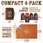 Don't Die In The Woods - Freakin’ Huge Emergency Blankets [4-Pack] Extra-Large Thermal Mylar Space Blankets with Ripstop Nylon Stuff Sacks + Carabiner Zipper Pack [Survival Orange]