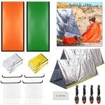Eco-Fused Emergency Sleeping Bags, Blankets, Tents, and Survival Whistles - Weather Resistant Thermal Outdoor Survival Supplies Essentials - Suitable for All Ages - Camping, Hiking, Climbing
