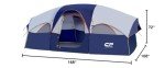 Spacious 8-Person Waterproof Camping Tent - Blue