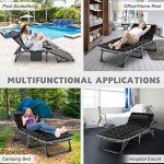 ABORON Adjustable Folding Camping Cot with Mat