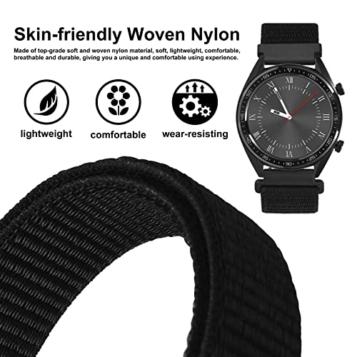 WOCCI 18mm Black Adjustable Nylon Watch Strap